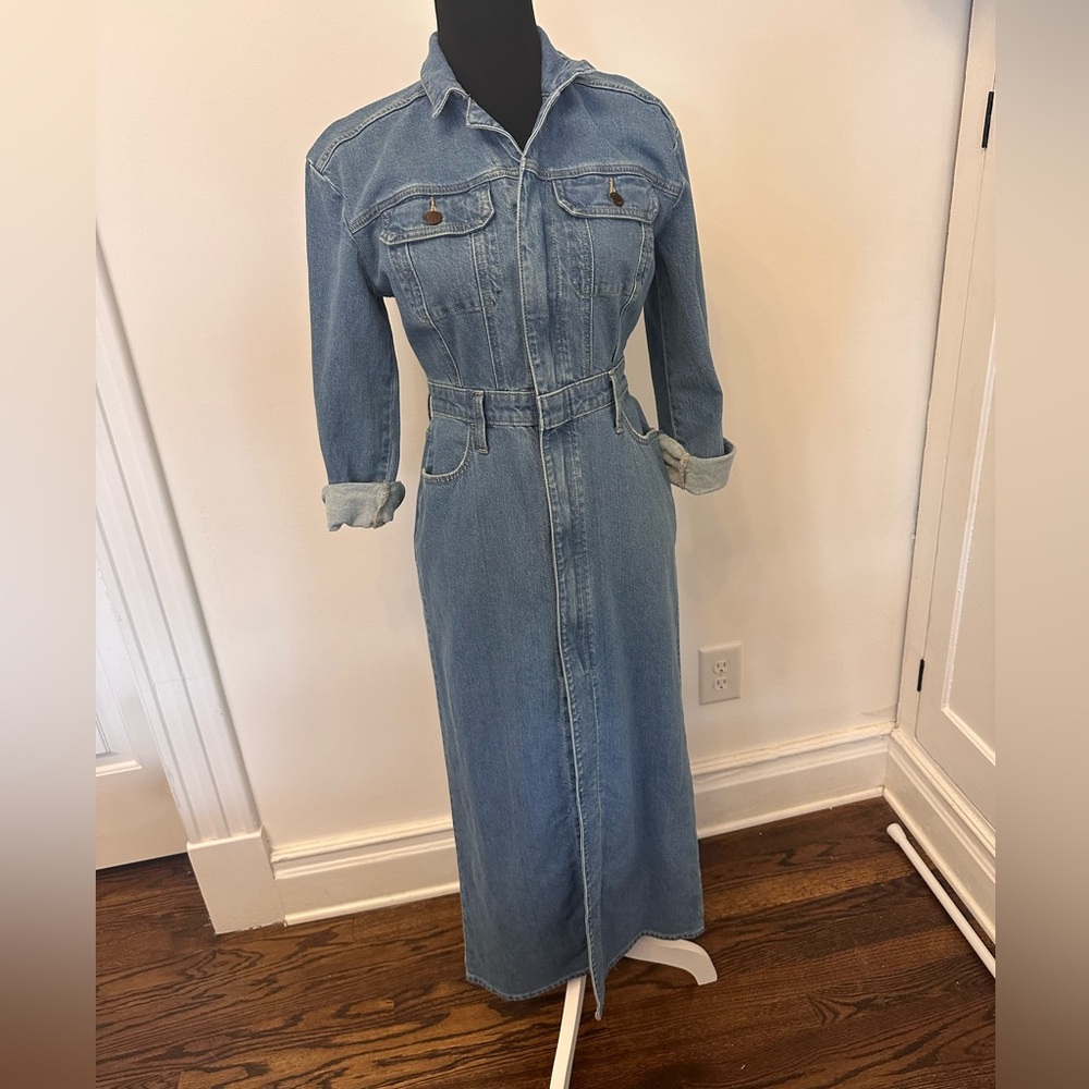 Universal Threads Denim Maxi Dress Bodycon Front Zip Blue Jeans NEW
